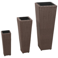 Thumbnail for Blumenkübel 3 Stk. Polyrattan Braun