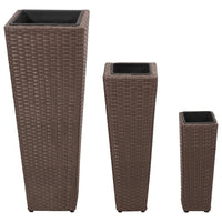 Thumbnail for Blumenkübel 3 Stk. Polyrattan Braun
