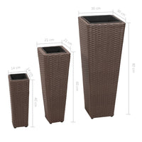 Thumbnail for Blumenkübel 3 Stk. Polyrattan Braun