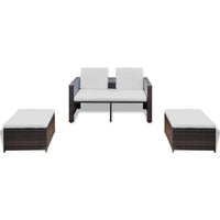 Thumbnail for 4-tlg. Garten-Lounge-Set mit Kissen Poly Rattan Braun