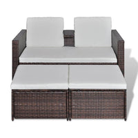 Thumbnail for 4-tlg. Garten-Lounge-Set mit Kissen Poly Rattan Braun