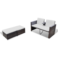 Thumbnail for 4-tlg. Garten-Lounge-Set mit Kissen Poly Rattan Braun