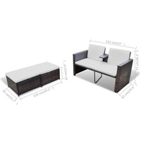 Thumbnail for 4-tlg. Garten-Lounge-Set mit Kissen Poly Rattan Braun