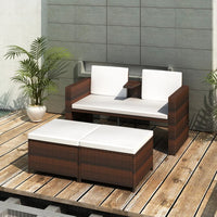 Thumbnail for 4-tlg. Garten-Lounge-Set mit Kissen Poly Rattan Braun