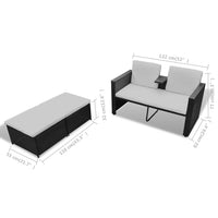 Thumbnail for 4-tlg. Garten-Lounge-Set mit Auflagen Poly Rattan Schwarz