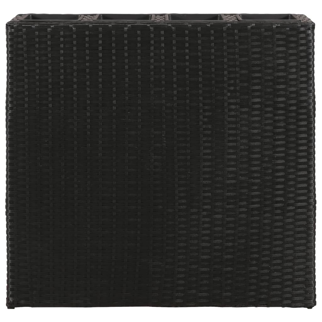 Garten-Hochbeet mit 4 Töpfen Poly Rattan Schwarz