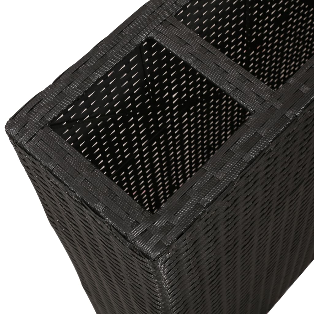 Garten-Hochbeet mit 4 Töpfen Poly Rattan Schwarz