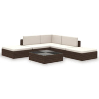 Thumbnail for 6-tlg. Garten-Lounge-Set mit Auflagen Poly Rattan Braun
