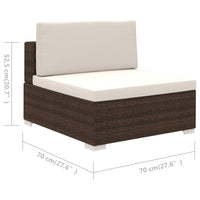 Thumbnail for 6-tlg. Garten-Lounge-Set mit Auflagen Poly Rattan Braun