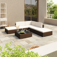 Thumbnail for 6-tlg. Garten-Lounge-Set mit Auflagen Poly Rattan Braun