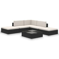 Thumbnail for 6-tlg. Garten-Lounge-Set mit Auflagen Poly Rattan Schwarz