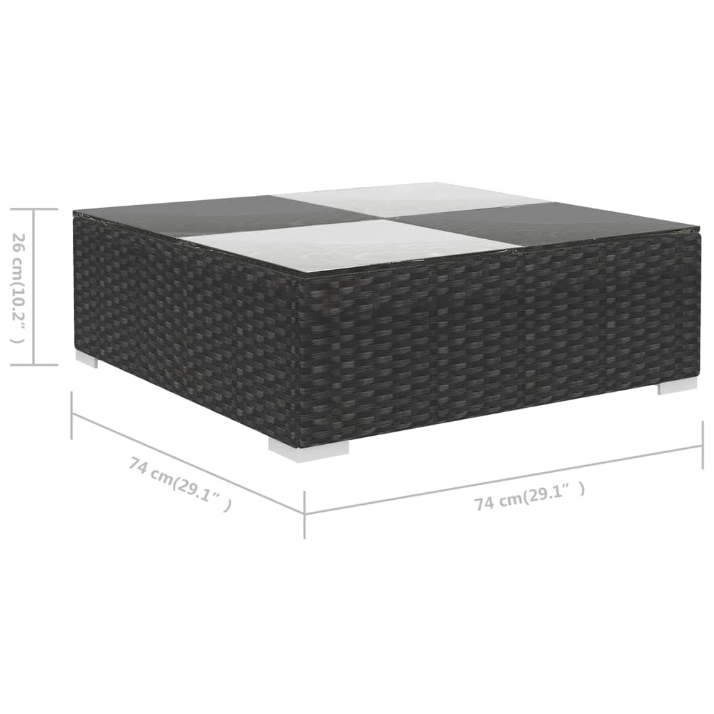 6-tlg. Garten-Lounge-Set mit Auflagen Poly Rattan Schwarz