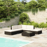 Thumbnail for 6-tlg. Garten-Lounge-Set mit Auflagen Poly Rattan Schwarz