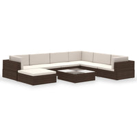 Thumbnail for 8-tlg. Garten-Lounge-Set mit Auflagen Poly Rattan Braun
