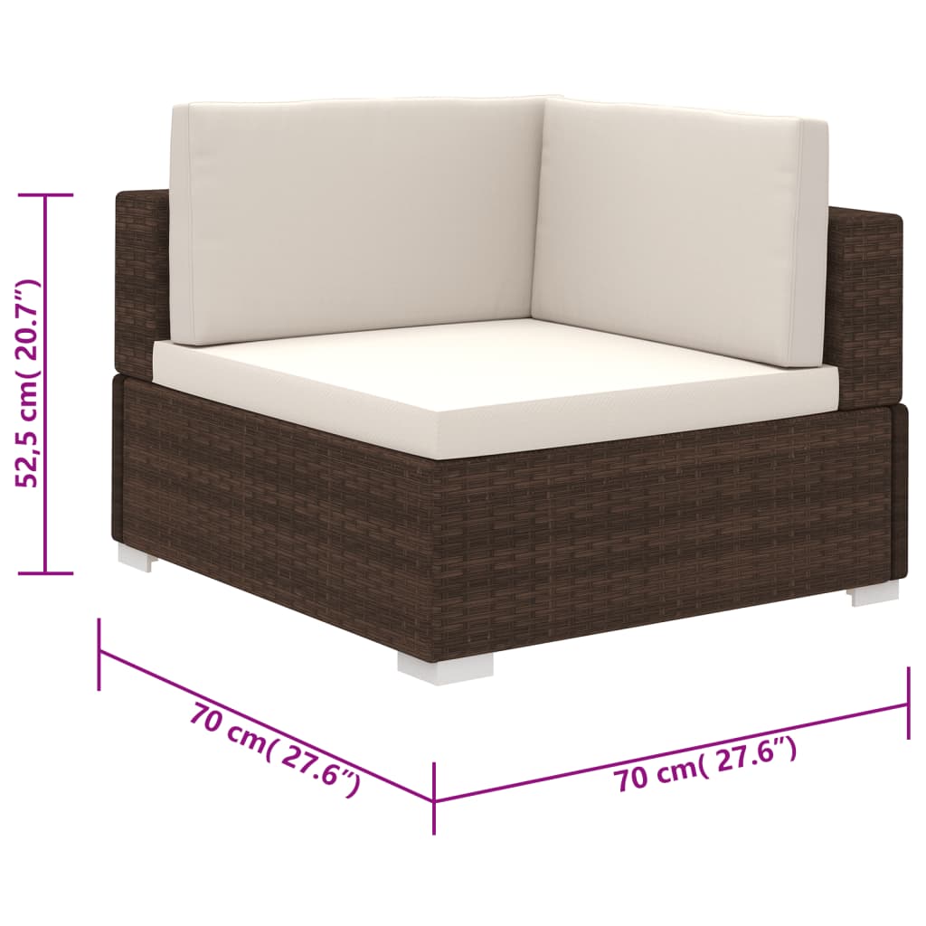 8-tlg. Garten-Lounge-Set mit Auflagen Poly Rattan Braun
