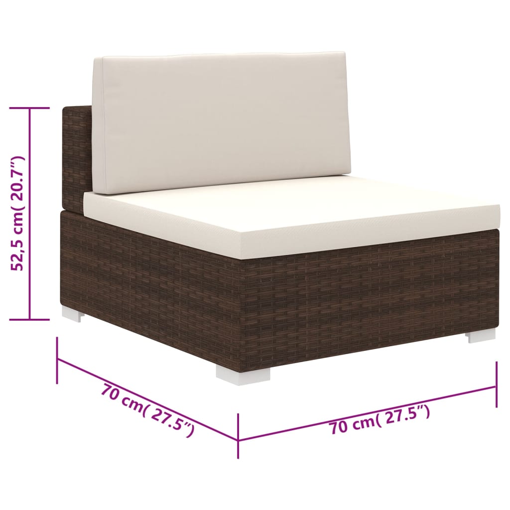 8-tlg. Garten-Lounge-Set mit Auflagen Poly Rattan Braun