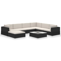 Thumbnail for 8-tlg. Garten-Lounge-Set mit Auflagen Poly Rattan Schwarz