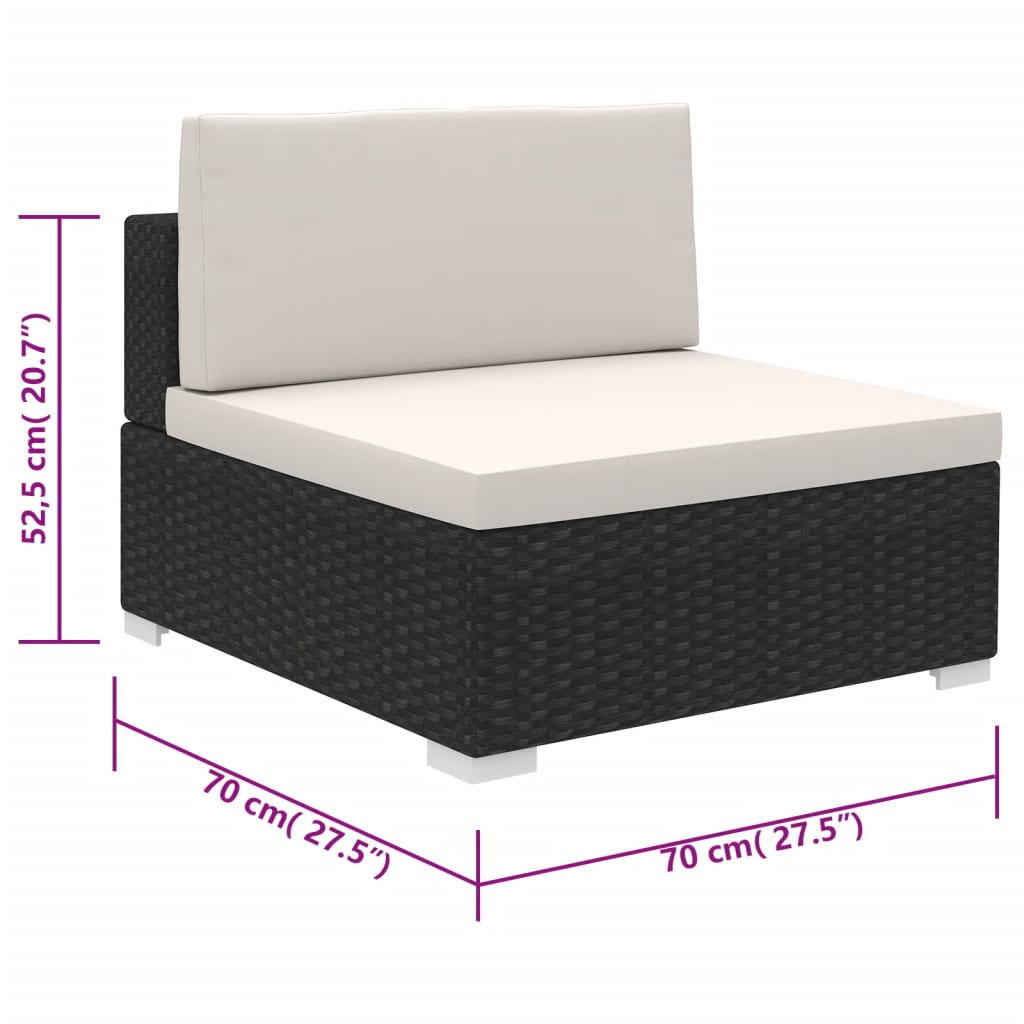 8-tlg. Garten-Lounge-Set mit Auflagen Poly Rattan Schwarz