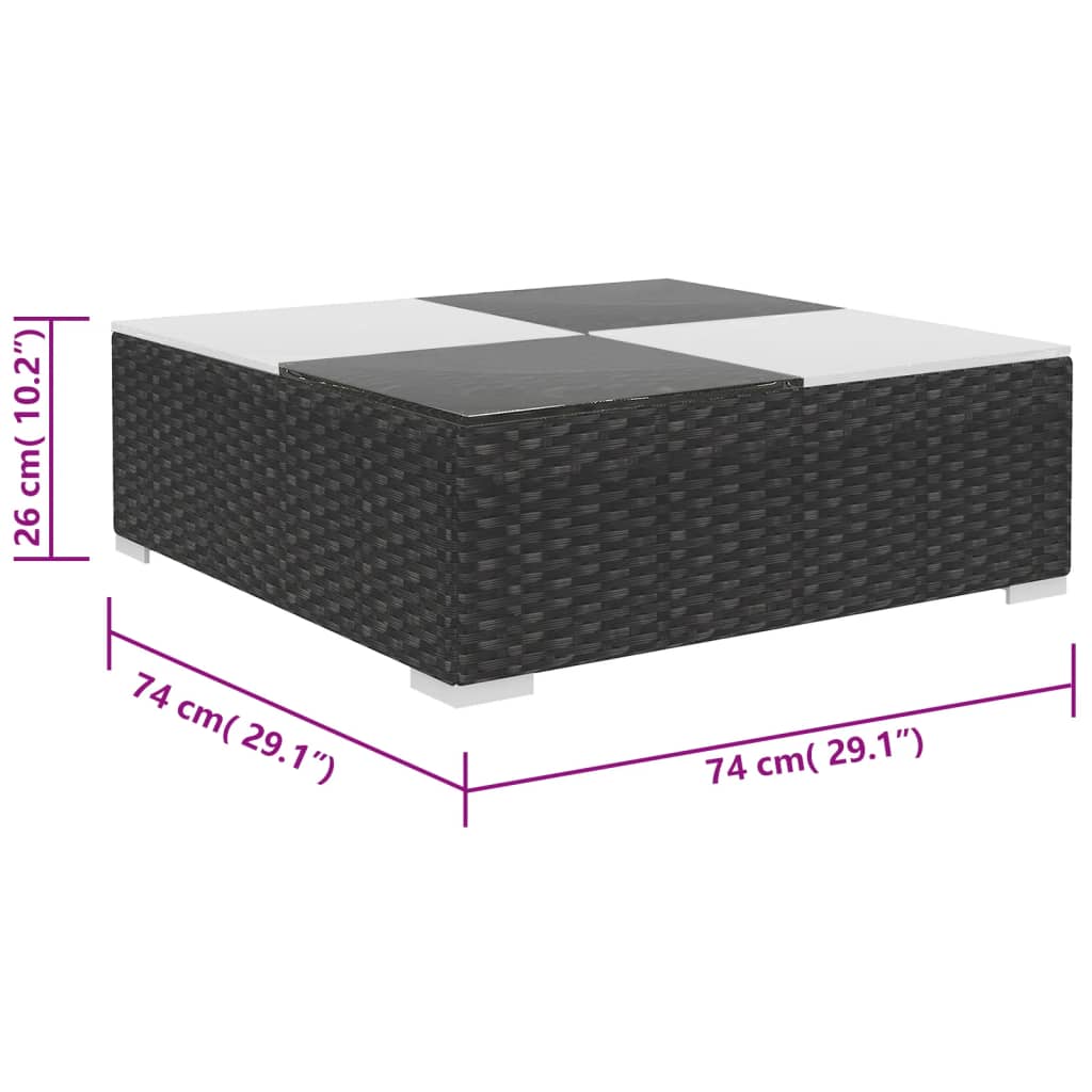 8-tlg. Garten-Lounge-Set mit Auflagen Poly Rattan Schwarz