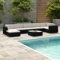 Thumbnail for 8-tlg. Garten-Lounge-Set mit Auflagen Poly Rattan Schwarz