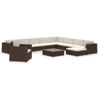Thumbnail for 12-tlg. Garten-Lounge-Set mit Auflagen Poly Rattan Braun