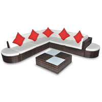 Thumbnail for 8-tlg. Garten-Lounge-Set mit Kissen Poly Rattan Braun