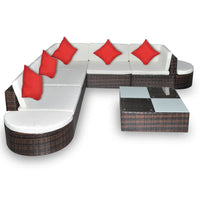 Thumbnail for 8-tlg. Garten-Lounge-Set mit Kissen Poly Rattan Braun