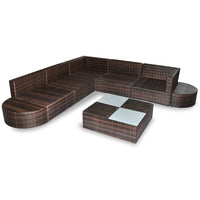 Thumbnail for 8-tlg. Garten-Lounge-Set mit Kissen Poly Rattan Braun