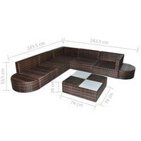Thumbnail for 8-tlg. Garten-Lounge-Set mit Kissen Poly Rattan Braun