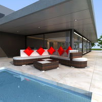 Thumbnail for 8-tlg. Garten-Lounge-Set mit Kissen Poly Rattan Braun