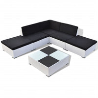Thumbnail for 6-tlg. Garten-Lounge-Set mit Auflagen Poly Rattan Weiß