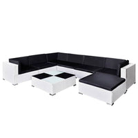 Thumbnail for 8-tlg. Garten-Lounge-Set mit Auflagen Poly Rattan Weiß