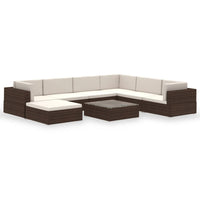 Thumbnail for 8-tlg. Garten-Lounge-Set mit Auflagen Poly Rattan Braun