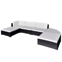 Thumbnail for 6-tlg. Garten-Lounge-Set mit Auflagen Poly Rattan Schwarz