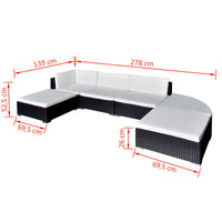 Thumbnail for 6-tlg. Garten-Lounge-Set mit Auflagen Poly Rattan Schwarz