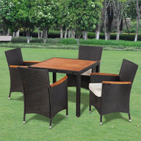 Thumbnail for 5-tlg. Garten-Essgruppe mit Auflagen Poly Rattan Schwarz