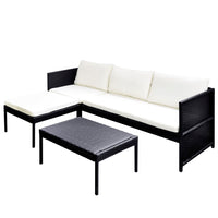 Thumbnail for 3-tlg. Garten-Lounge-Set mit Kissen Poly-Rattan Schwarz