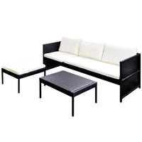 Thumbnail for 3-tlg. Garten-Lounge-Set mit Kissen Poly-Rattan Schwarz