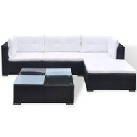 Thumbnail for 5-tlg. Garten-Lounge-Set mit Auflagen Poly Rattan Schwarz