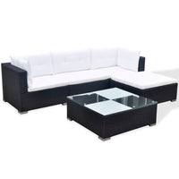 Thumbnail for 5-tlg. Garten-Lounge-Set mit Auflagen Poly Rattan Schwarz