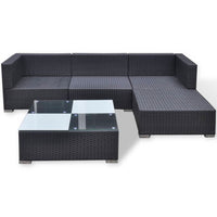Thumbnail for 5-tlg. Garten-Lounge-Set mit Auflagen Poly Rattan Schwarz