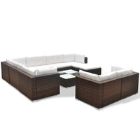 Thumbnail for 10-tlg. Garten-Lounge-Set mit Auflagen Poly Rattan Braun