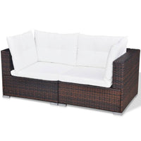 Thumbnail for 10-tlg. Garten-Lounge-Set mit Auflagen Poly Rattan Braun