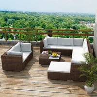 Thumbnail for 10-tlg. Garten-Lounge-Set mit Auflagen Poly Rattan Braun