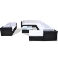 Thumbnail for 10-tlg. Garten-Lounge-Set mit Auflagen Poly Rattan Schwarz