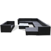 Thumbnail for 10-tlg. Garten-Lounge-Set mit Auflagen Poly Rattan Schwarz