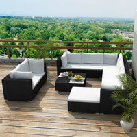 Thumbnail for 10-tlg. Garten-Lounge-Set mit Auflagen Poly Rattan Schwarz