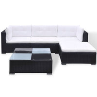 Thumbnail for 5-tlg. Garten-Lounge-Set mit Kissen Poly Rattan Schwarz