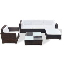 Thumbnail for 6-tlg. Garten-Lounge-Set mit Auflagen Poly Rattan Braun
