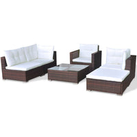 Thumbnail for 6-tlg. Garten-Lounge-Set mit Auflagen Poly Rattan Braun